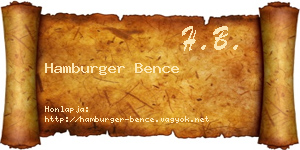 Hamburger Bence névjegykártya