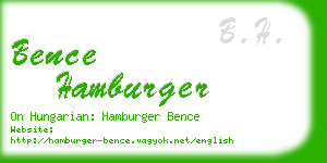 bence hamburger business card